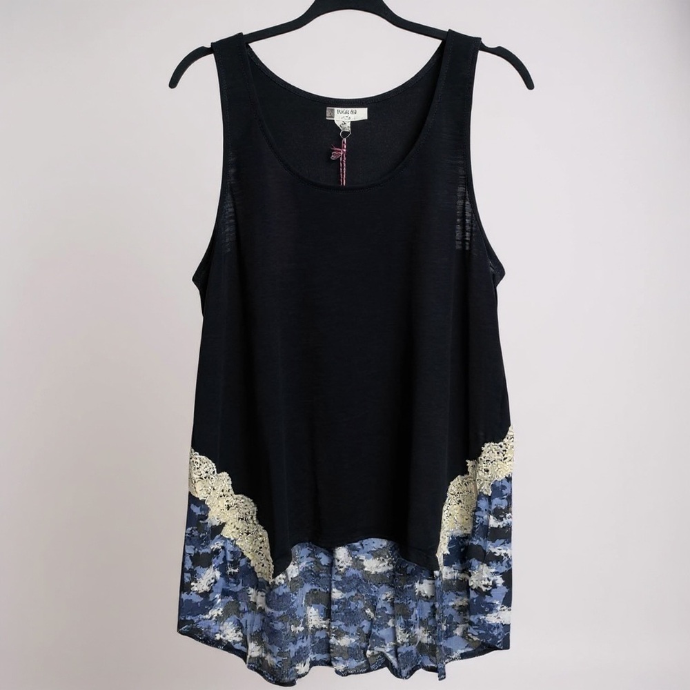 Umgee Black Embellished Sleeveless Tank Top